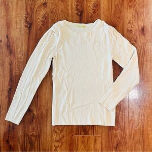 Gianni Bini Ribbed Cream Long Sleeve Top
